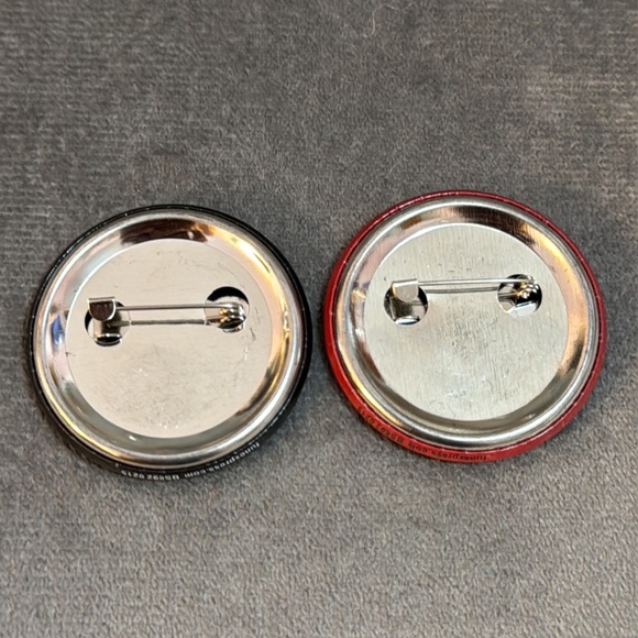 Naughty and Nice Buttons Set of 2 Christmas Holiday Pin backs Mistletoe Halo - Picture 3 of 5